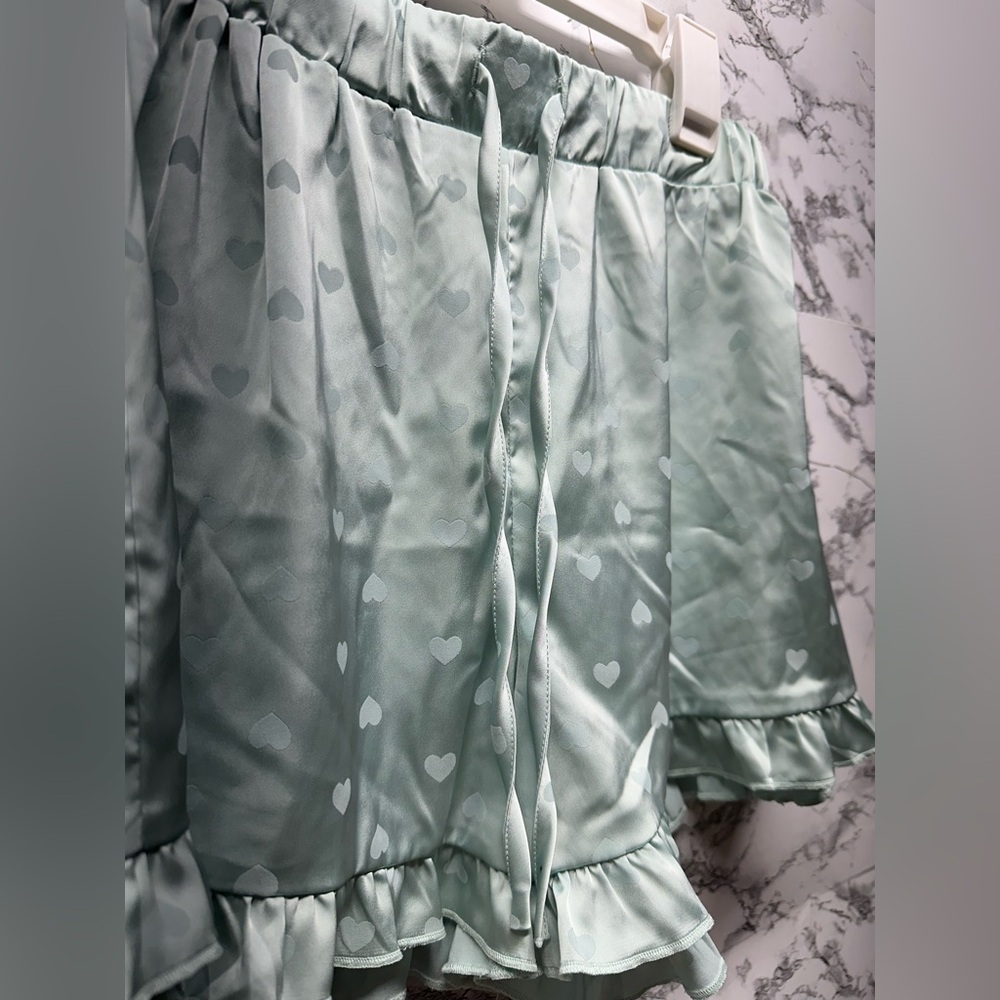 Mint Green Ruffle Shorts - Picture 3 of 6